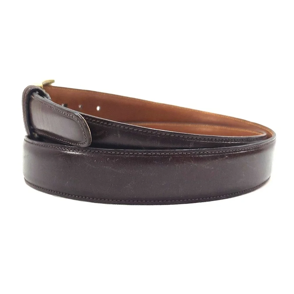 Trafalgar Mens Belt Brown Cortina 38/95 Handmade in USA Goldtone Buckle - Picture 5 of 13